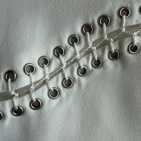 RAMY BROOK Ivory White Shift Laced Up Detail Dress Size 6 Bride Cocktail - Picture 9 of 10